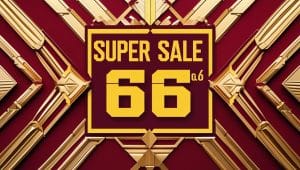 GIUP TOI TAO BANNER CO HOA VAN DOC NHAT SANG TRONG NEN DO TUONG PHAN NOI BAT CHU MAU VANG NOI BAT VOI TU SIEU SALE 6.6 KHI NHIN VAO LA NHAN DIEN DUOC LIEN 3